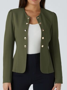 Halara Round Neck Longsleeve Decorative Buttons Slim Fit Work Blazer Large
